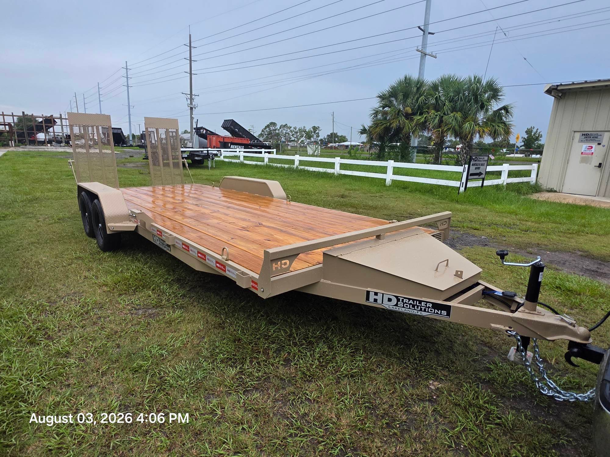 Wood-deck car hauler trailer available for rent