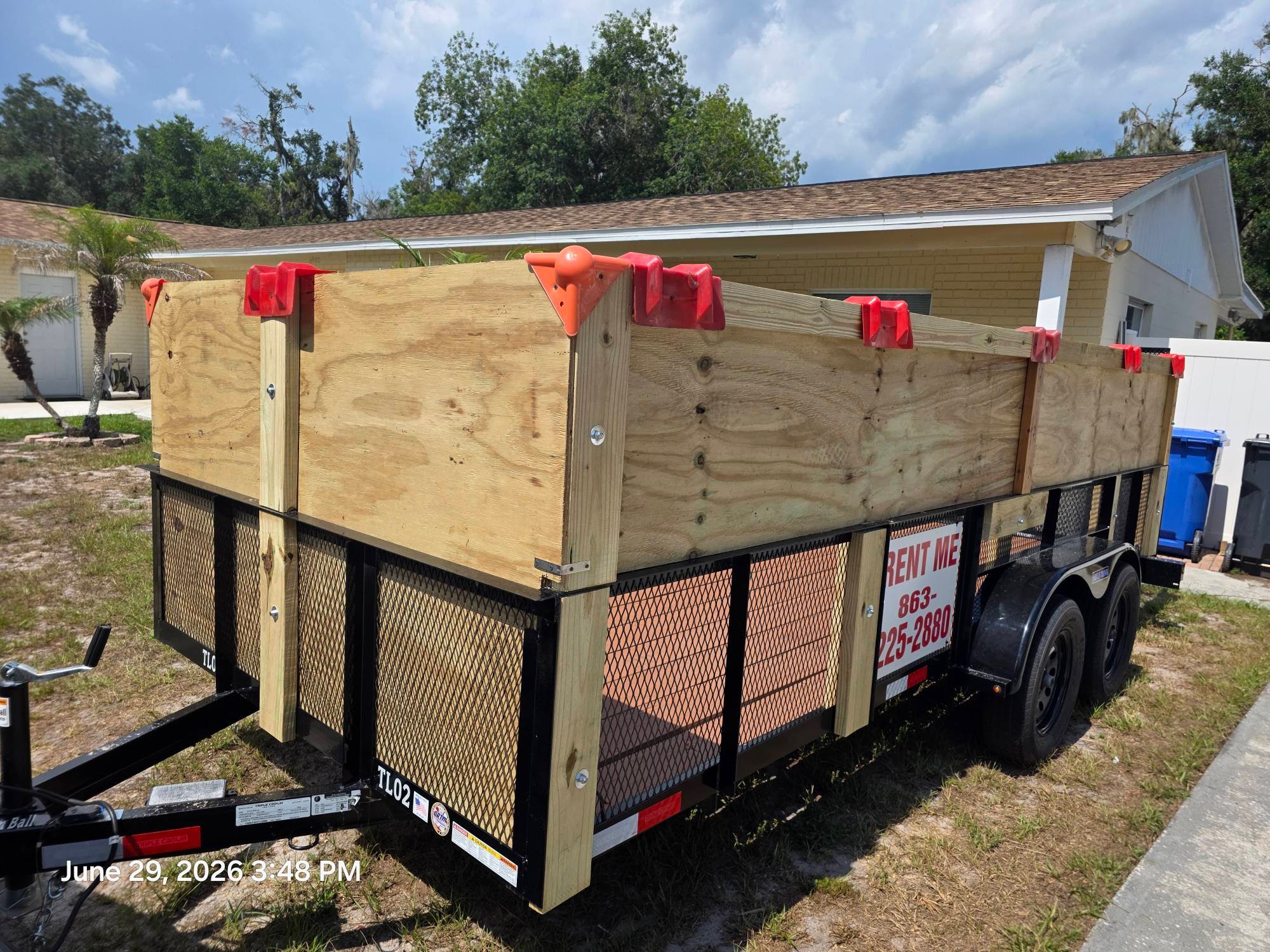 Heavy-duty utility trailer available for rent